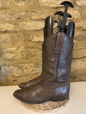 Vintage Joe Sanchez Brown Leather Cowboy Boots Size UK 6 Western Mid Calf