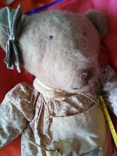 Large Bear in Dress & Apron * PRMITIVE * FOLK ART Artist *Soft hair + Cloth RARE