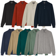Mens M&S Cotton Rich Knitted Long Sleeve Polo Shirt Sizes XS - 4XL
