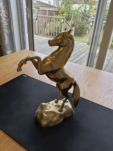 Vintage brass rearing horse - brass,