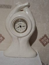 Belleek Donegal Parian China Clock, Faux Wood Design