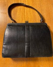 Mappin And Webb Vintage Black Lizard Skin Bag