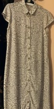 Ladies Next cream  brown beige dress button opening front cap sleeves size 12
