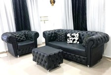 Black Chesterfield Sofa Set -
