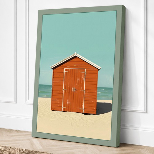 Red beach hut coastal - hut,