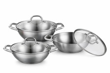 6 Pcs Stainless Steel Wok Set
