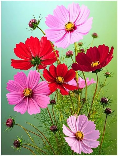 Tile mural cosmos blooming - mural,