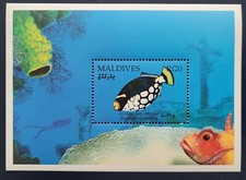 Maldives  1992 / Marine Life - Fish - Clown Tiggerfish  / 1v ms