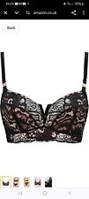 New Ann Summers Nursing Breastfeeding Wireless Black Nude Lace Bra UK 36F EU 80G