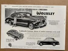 ADVERT 1957 WOLSELEY SIX NINETY SERIES III B/W MOTOR SHOW CARS