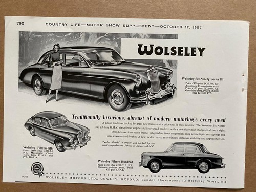 Advert 1957 wolseley - 1957, six