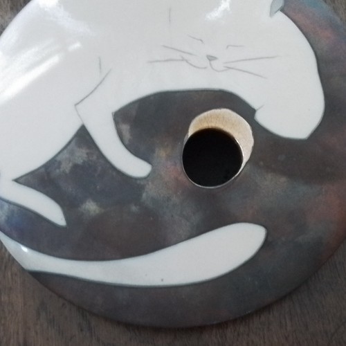 Raku cat fish - cat/fish, pottery