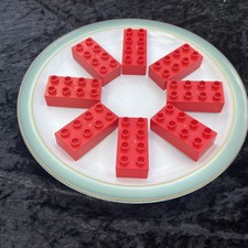 8 Genuine Lego Duplo 4x2 red
