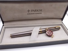 RARER PARKER 75 PREMIER SOLID SILVER 'CISELE' FOUNTAIN PEN, ONYX JEWELS.
