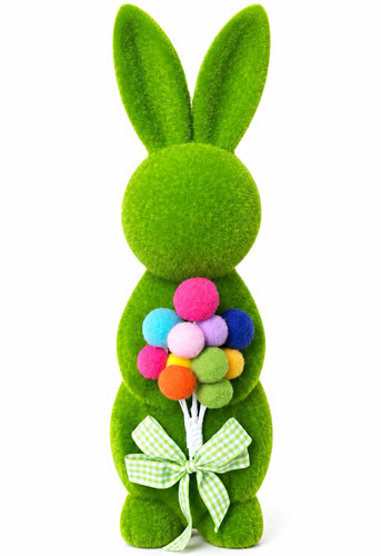 Green flocked easter bunny - green,