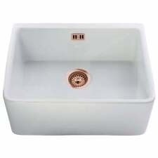 Astini Belfast 600 1.0 Bowl White Ceramic Kitchen Sink & Copper Waste