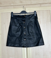 Marks And Spencer Women's Black Faux Leather A Line Skirt - Ladies Size UK 10