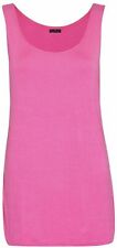 WOMENS SCOOP NECK SLEEVELESS LADIES LONG STRETCH PLAIN VEST STRAPPY T-SHIRT TOP