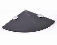 Glass Shelves Wall Mounted Toughened Black Corner Shelf Various Chrome Supports