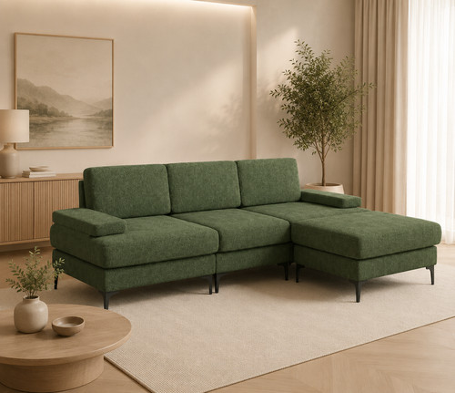 Shaped chenille sofa 3 - l,