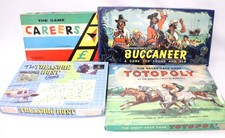 4x Vintage BOARD GAMES Buccaneer, Careers, Totopoly, Treasure Hunt BOXED - H30