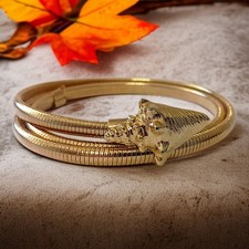 Vintage Snake Chain Belt Seashell Belt Gold Tone Disco 80s Shell Stretchy Hippie