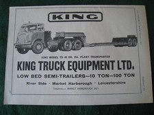 KING TRUCK EQUIPMENT LOW BED SEMI TRAILERS 10-100 TON 1965 ADVERT A4 FILE 27