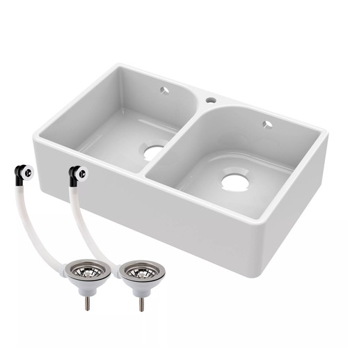 Double bowl fireclay ceramic - double,