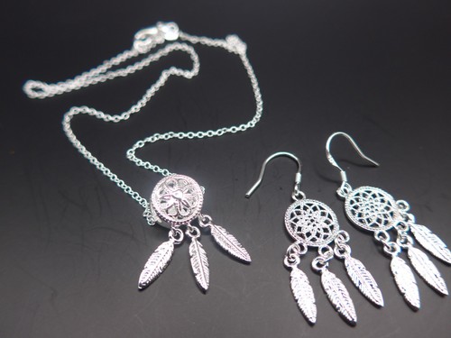 Silver dream catcher pendant - silver,