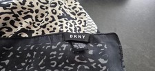 DKNY Large Scarf/ Wrap, Black / Grey /Ivory, 68 inches long, satin feel
