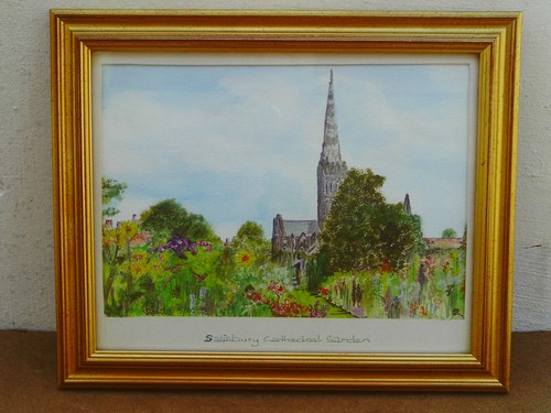 Framed watercolour oil - framed,