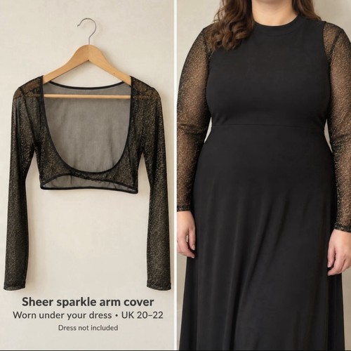 Black gold sparkle - mesh, arm