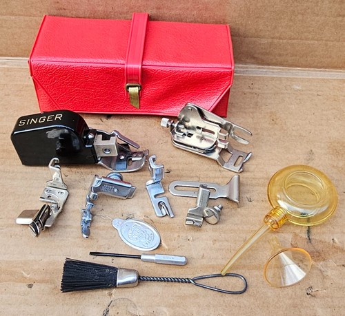 Singer red vinyl accessories - singer,
