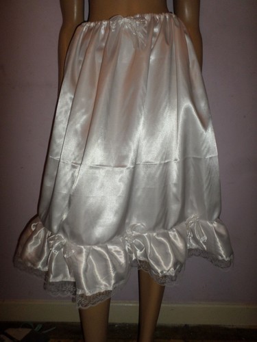 White satin petticoat - white, 35"