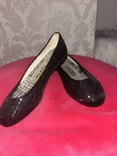 French Sole Black Sequin Pumps