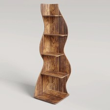 Modern 5-Tier Wall Corner Bookshelf Bookcase Brown