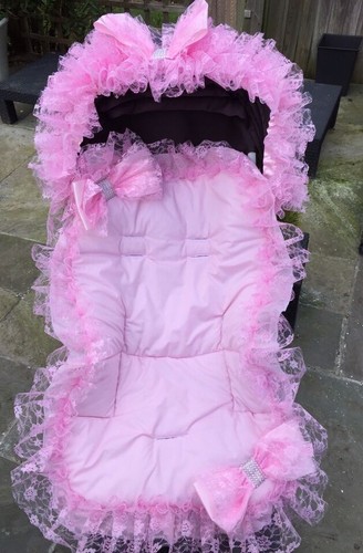 Pram pushchair pink - pink, frilly