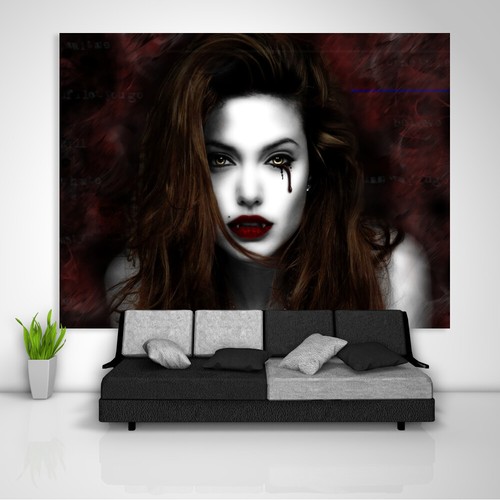 Female vampire tapestry art - tapestry,