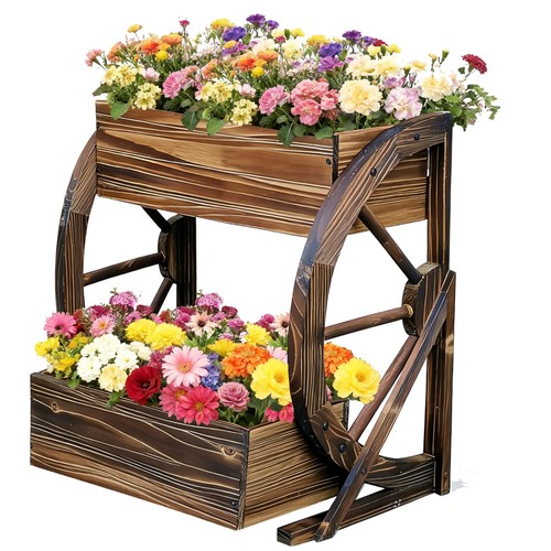 Medium wooden wagon planter - medium,