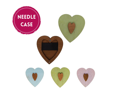 Hearts wooden needle case - needle, –