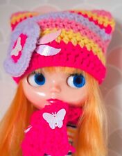Handmade Hat And Scarf For Blythe Doll Or Tangkou Doll. SALE NOW ON 