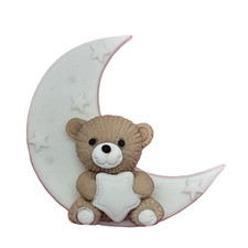 Edible sugar teddy bear moon - edible,