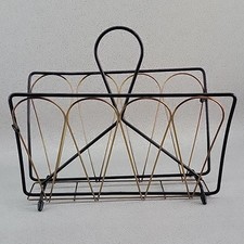 Vintage Wire Meyal Magazine Rack Holder Storage 1950s 60s 70s Atomic Feet Retro