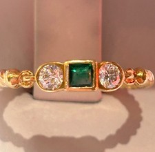 Cartier Vitage 1P Emerald 2P Diamonds 18K Gold Trinity Twist Band *Fvi658