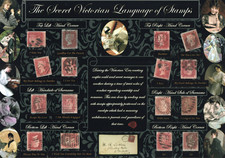 QV SUPERB DISPLAY OF SECRET VICTORIAN LANGUAGE OF STAMPS GENUINE QV PENNY REDS#1