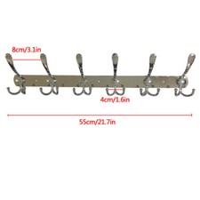 Clothes Coat Door Holder 6/18 Hooks Rack Hat Wall Hanger Rail Stainless Steel