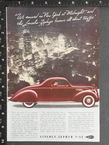 1937 lincoln zephyr - v12, print