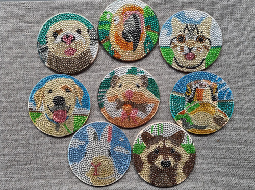 Coasters set dog cat - 8,