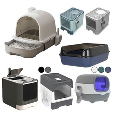 Large Cat Litter Box Pet Toilet Skylight Enclosed Drawer Scoop Covered Tray Cat/