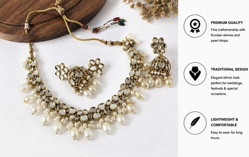Indian kundan necklace set - indian,